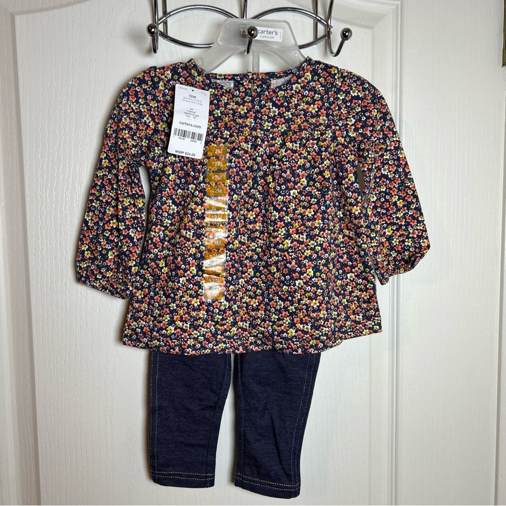 CARTER'S BABY GIRL'S 2 PIECE SETS Top And Pants Size 12M NEW